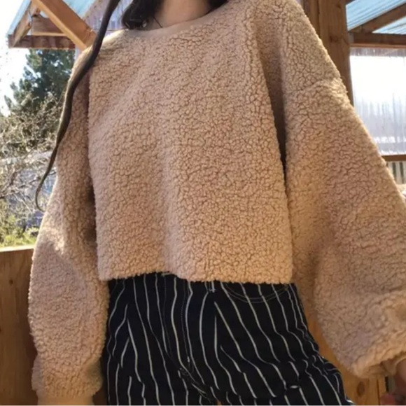 Fashion Nova Sweaters - Fashion Nova Cream Knit shepa Sweater cropped large